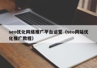 seo优化网络推广平台运营（seo网站优化推广教程）