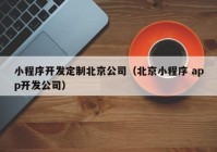 小程序开发定制北京公司（北京小程序 app开发公司）